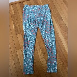 LuLaRoe Blue and Pink Floral Leggings Size Tall and Curvy